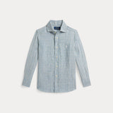 RALPH LAUREN POLO camicia in lino a righe Blu