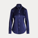 RALPH LAUREN POLO camicia in raso Blu
