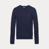 RALPH LAUREN POLO maglioncino a trecce con cavallino Blu