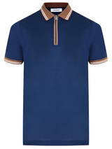 GRAN SASSO polo tennis zip Blu