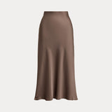 LAUREN RALPH LAUREN Gonna midi in raso Tortora