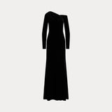 LAUREN RALPH LAUREN abito asimmetrico in velluto Nero
