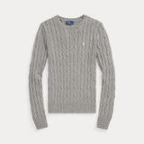 RALPH LAUREN POLO maglioncino a trecce e cavallino Grigio