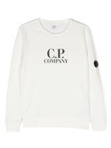 CP COMPANY KIDS felpa con logo iconico manica Bianco