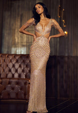SHERRI HILL abito cerimonia con perline Gold