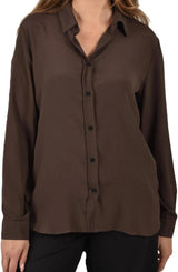 EMME MARELLA camicia in misto seta Marrone