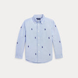 RALPH LAUREN POLO camicia in cotone pony Azzurro