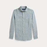 RALPH LAUREN POLO camicia di lino a righe bimbo Blu