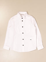 MANUEL RITZ KIDS CAMICIA CON MINI LOGO IN CONTRASTO Bianco