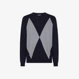 SUN68 Maglione in lana e cotone a rombi Blu
