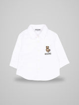 MOSCHINO KIDS camicia con patch orso Bianco