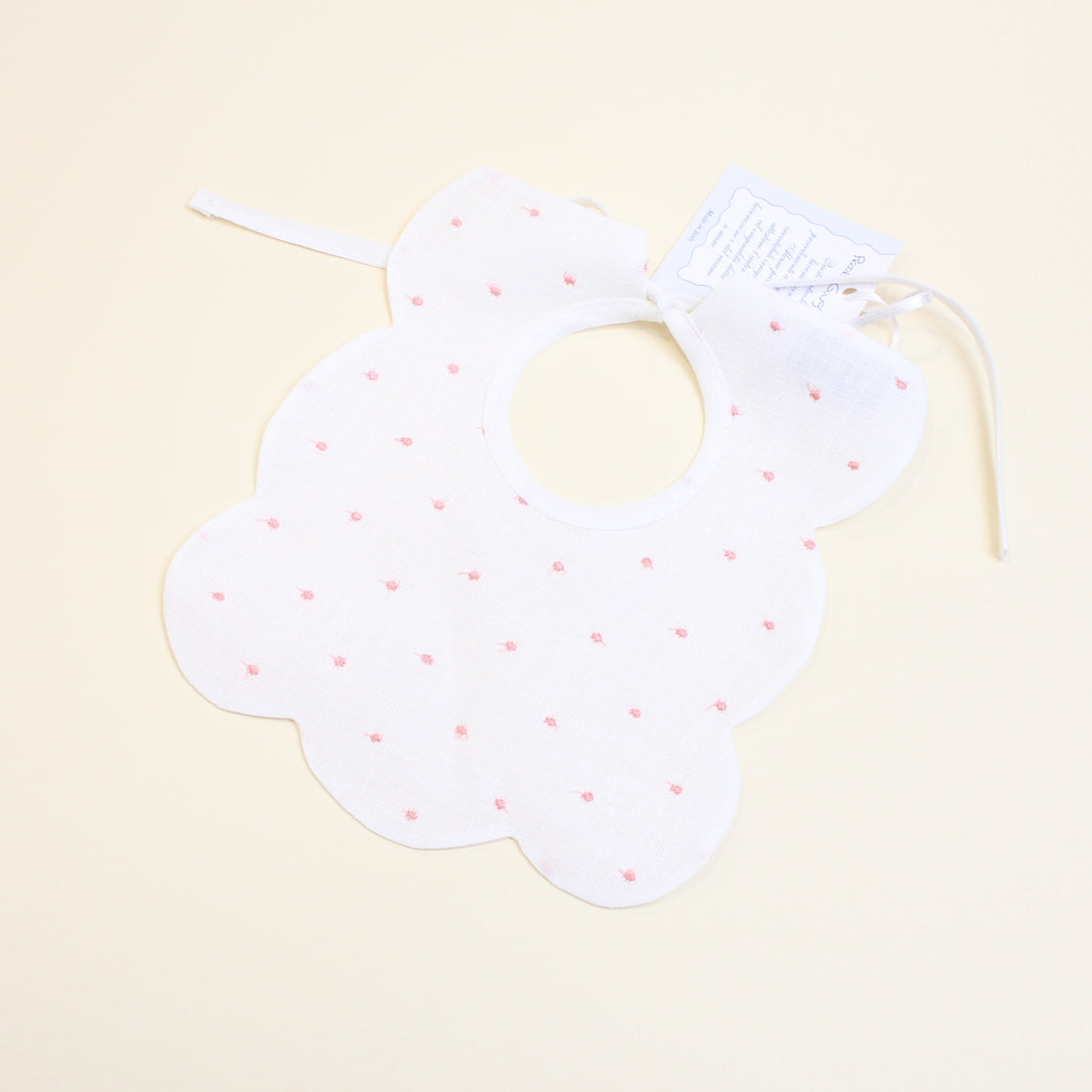BAVETTA NEONATO IN LINO TEDDY BAVETTA PINK/AVORIO PICCOLA GIUGGIOLA 