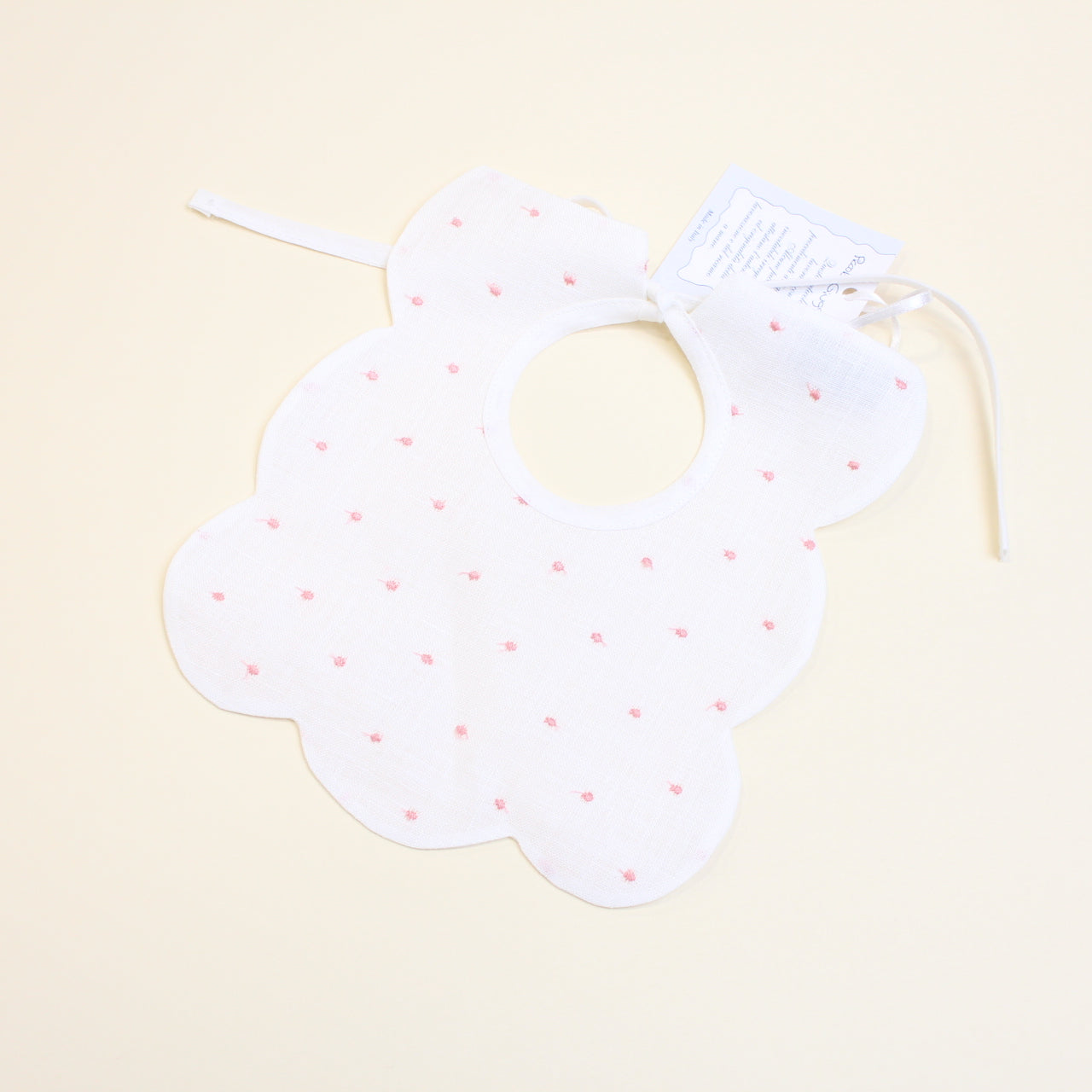 BAVETTA NEONATO IN LINO TEDDY BAVETTA PINK/AVORIO PICCOLA GIUGGIOLA 