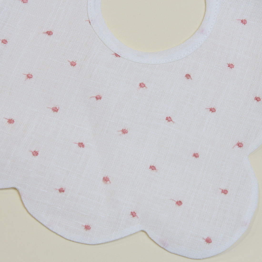 BAVETTA NEONATO IN LINO TEDDY BAVETTA PINK/AVORIO PICCOLA GIUGGIOLA 