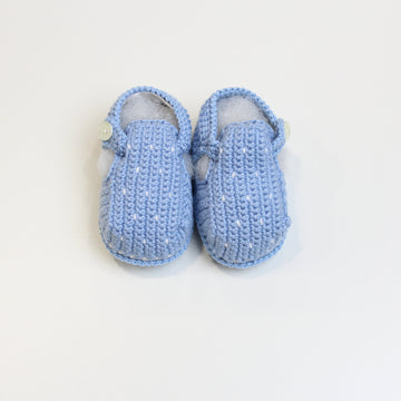 SCARPINA in cotone NEONATO TEDDY TEDDY SCARPINE CIELO/AVORIO PICCOLA GIUGGIOLA 