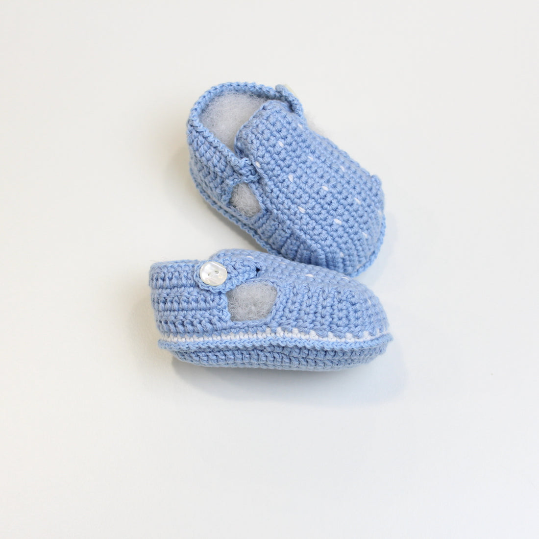 SCARPINA in cotone NEONATO TEDDY TEDDY SCARPINE CIELO/AVORIO PICCOLA GIUGGIOLA 