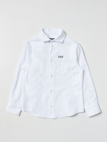 camicia con logo ricamato in contrasto FS5P80 Z0076 100 FAY 