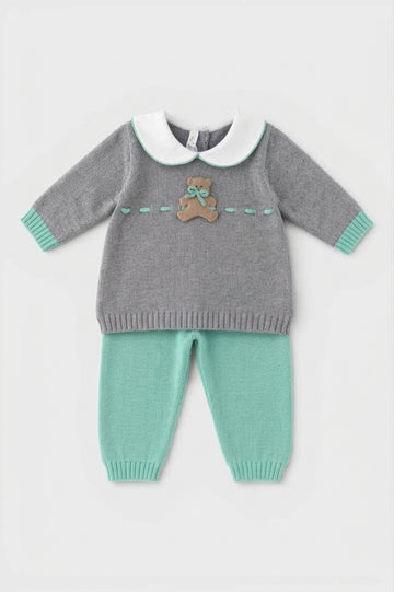 Completino corredino con orsetto 527 SABBIA-GIADA BABY LORD 