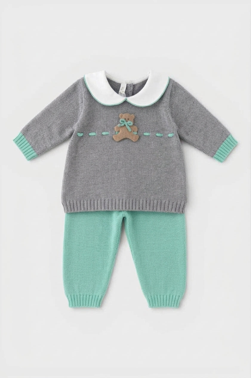Completino corredino con orsetto 527 SABBIA-GIADA BABY LORD 