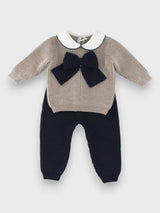BABY LORD completino in lana maxi fiocco Corda-blu