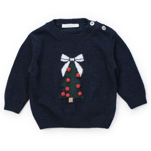 Maglione in lana con ricamo natale C64677 BLUE NAVY COCCODE' 