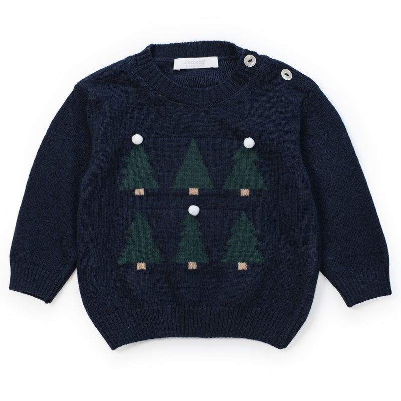 maglione con alberi di natale C64678 BLUE NAVY COCCODE' 