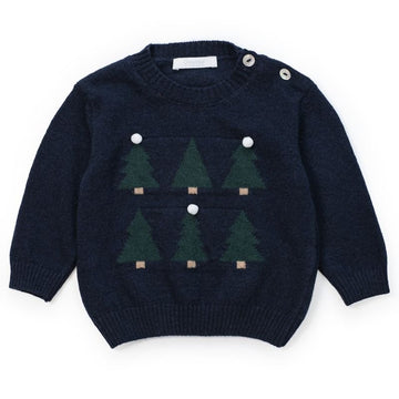 maglione con alberi di natale C64678 BLUE NAVY COCCODE' 