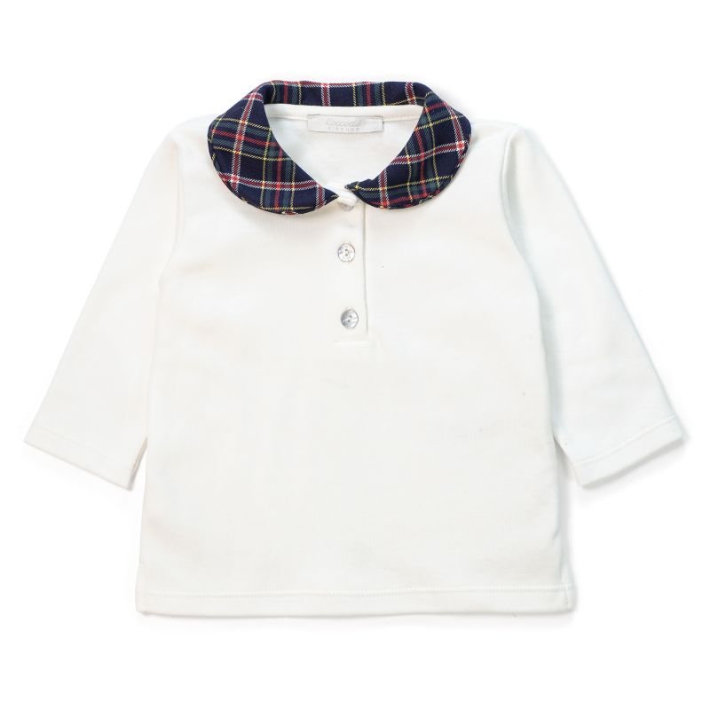 t-shirt con collo peter pan tartan C64910 PANNA/TARTAN COCCODE' 
