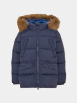 COLMAR giubbino con cappuccio in ecopelliccia Blu