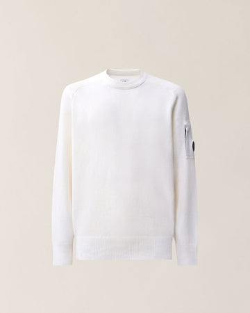 maglione in lana dagnello 21CMKN085A 110149A 103 GAUZE WHITE CP COMPANY 