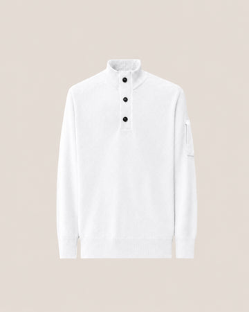 maglione con bottoni 21CMKN087A 110149A 103 GAUZE WHITE CP COMPANY 