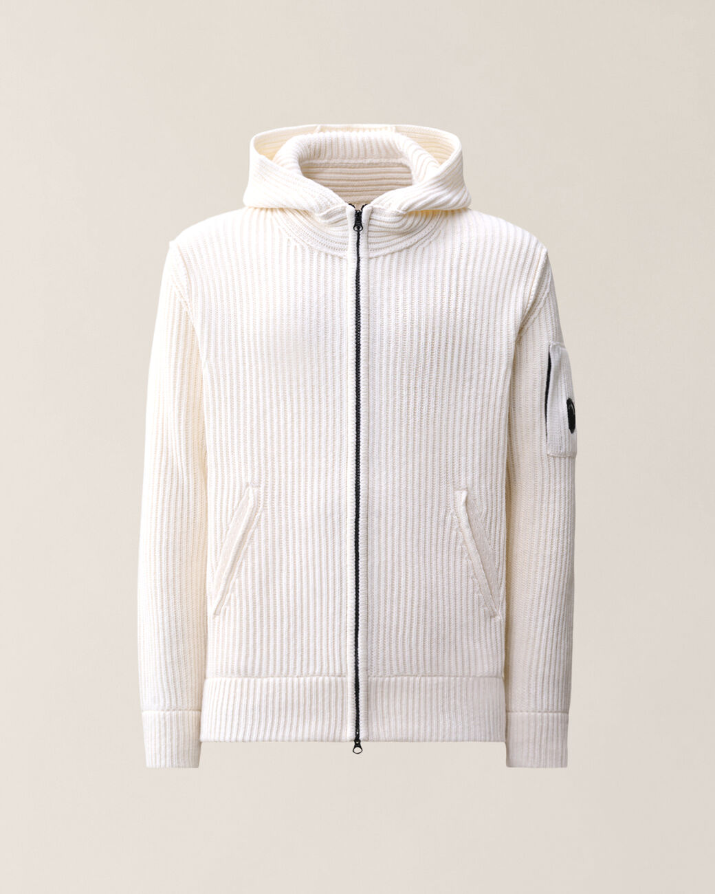 cardigan full zip e cappuccio 21CMKN106A 110149A 103 GAUZE WHITE CP COMPANY 