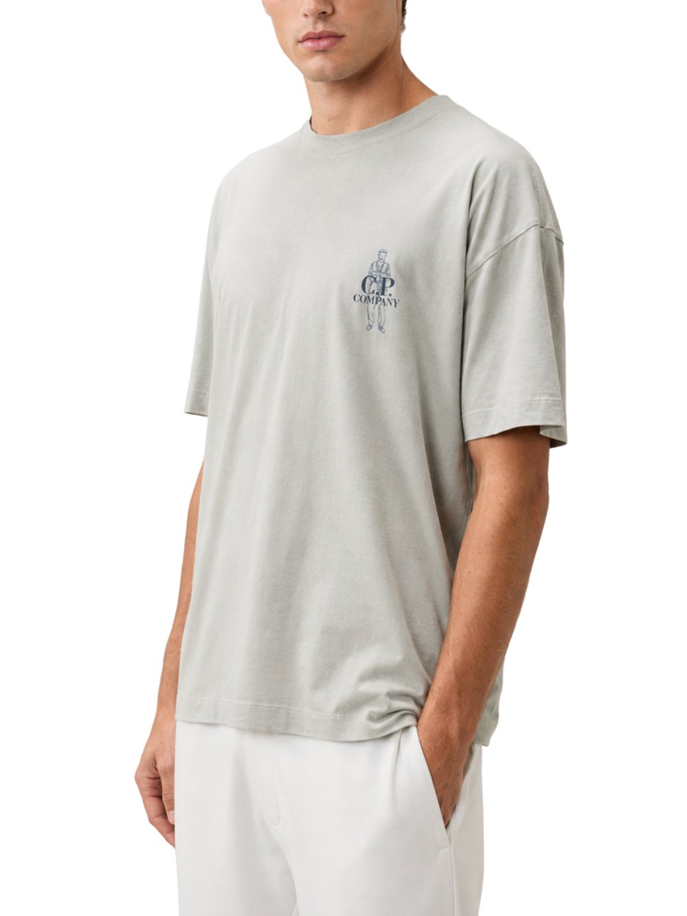t-shirt logo contrasto 21CMTS165A 005100W 936 FLINT GREY CP COMPANY 