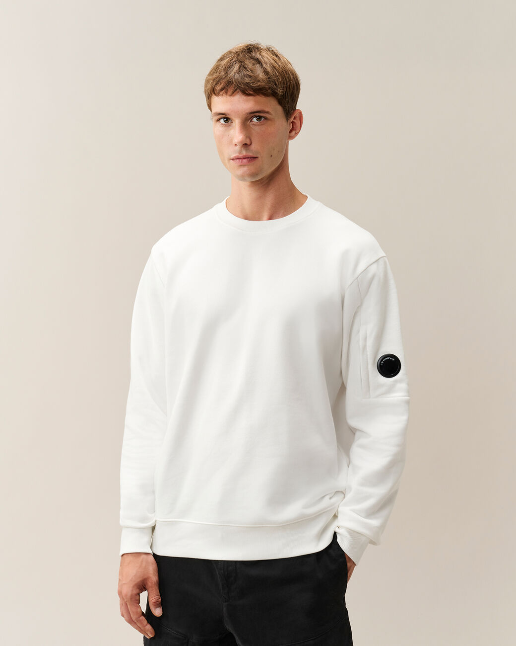 felpa con lente iconica RCCMSS713A 005086W 103 GAUZE WHITE CP COMPANY 