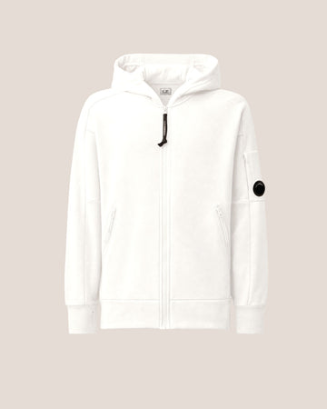 felpa in pile con cappuccio RCCMSS716M 005086W 103 GAUZE WHITE CP COMPANY 