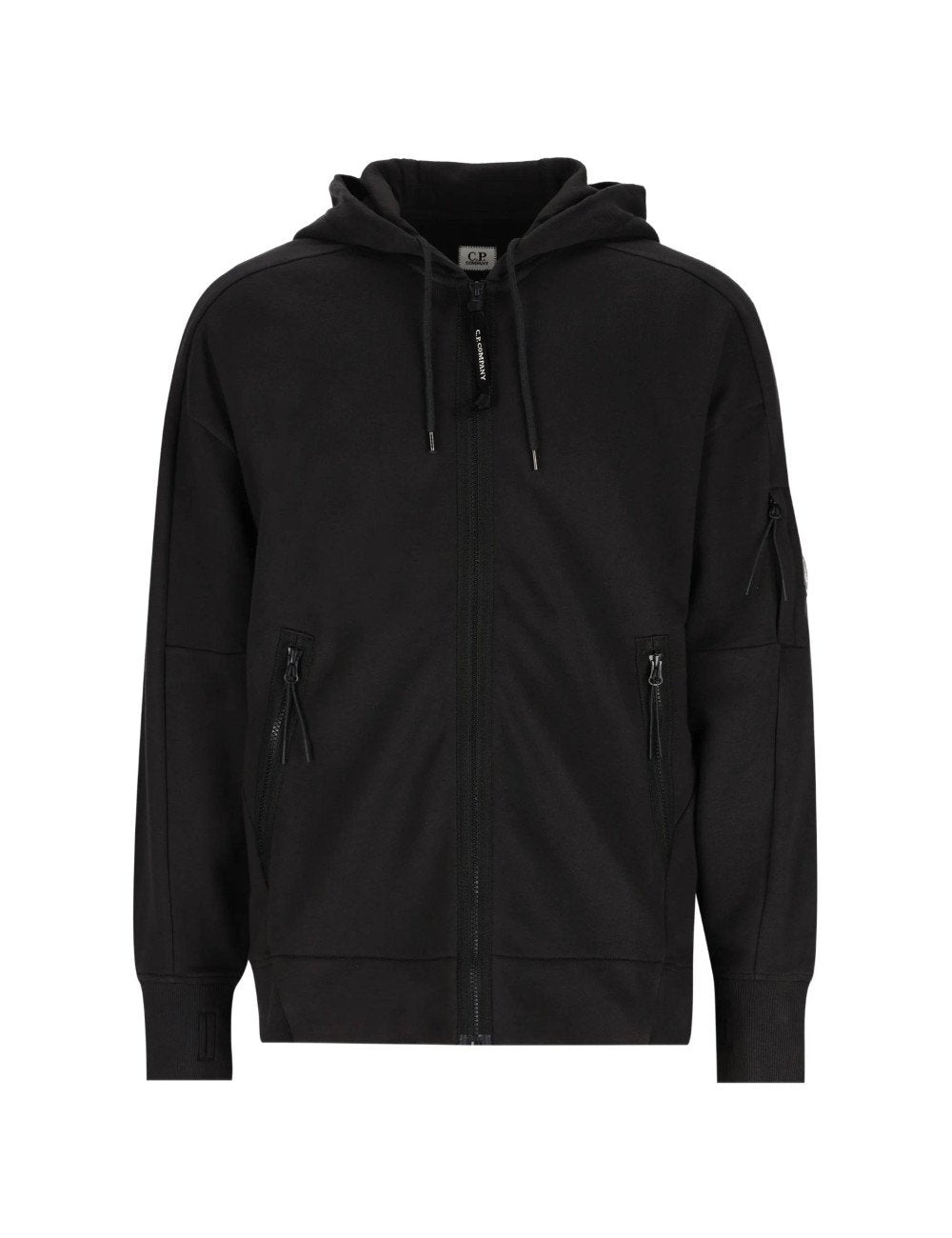 felpa in pile con cappuccio RCCMSS716M 005086W 999 BLACK CP COMPANY 