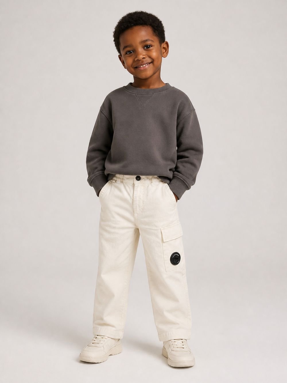 pantalone cargo con lente iconica CUP01JLVC00 10024 CP COMPANY KIDS 