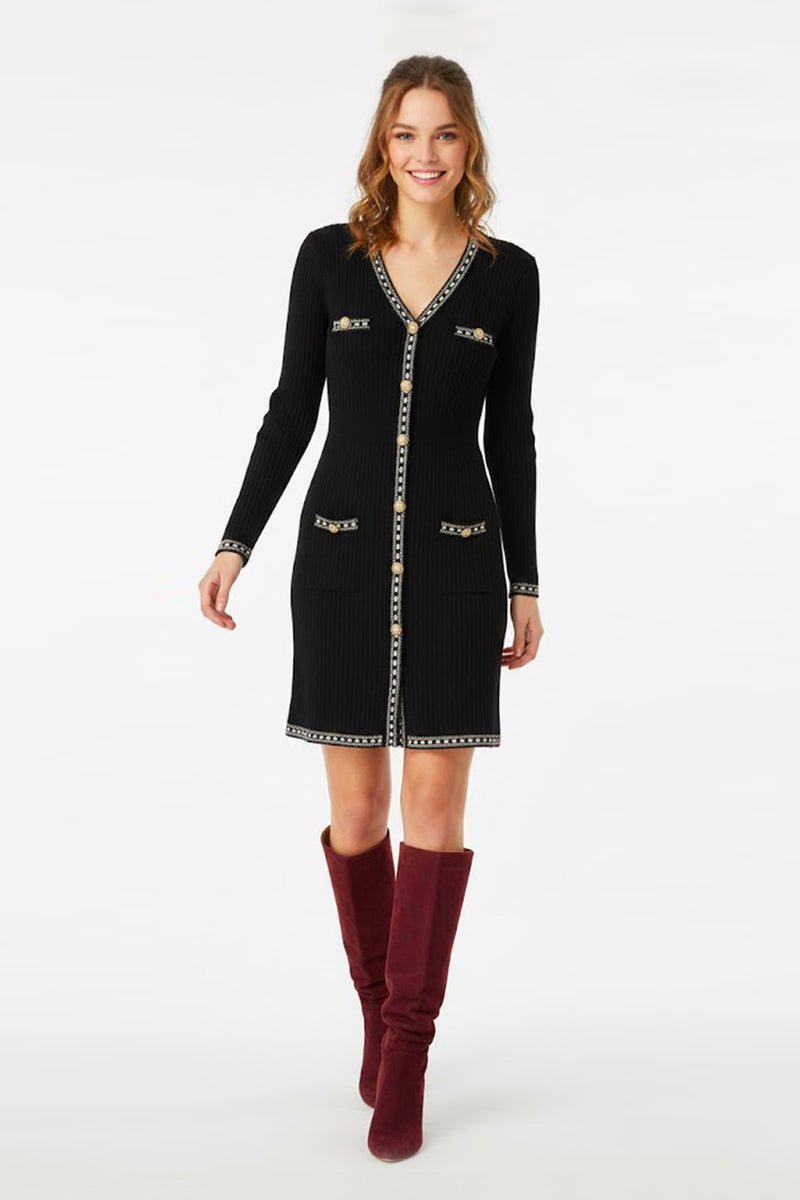 Abito corto in maglia A612010 6 NOIR DERHY 