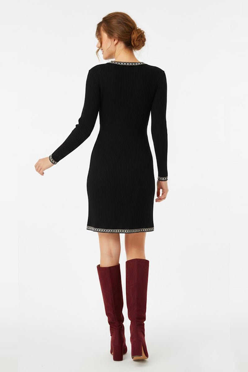 Abito corto in maglia A612010 6 NOIR DERHY 