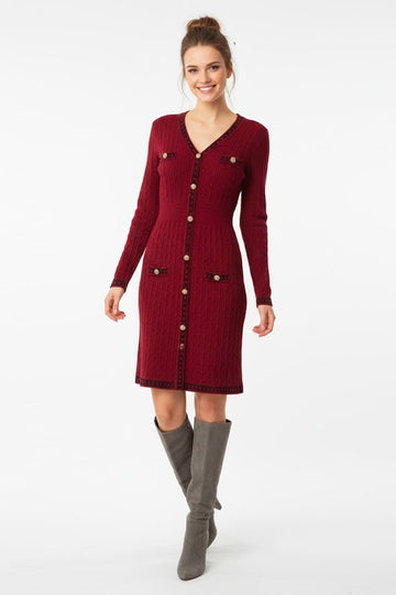 Abito corto in maglia A612010 70 BORDEAUX DERHY 