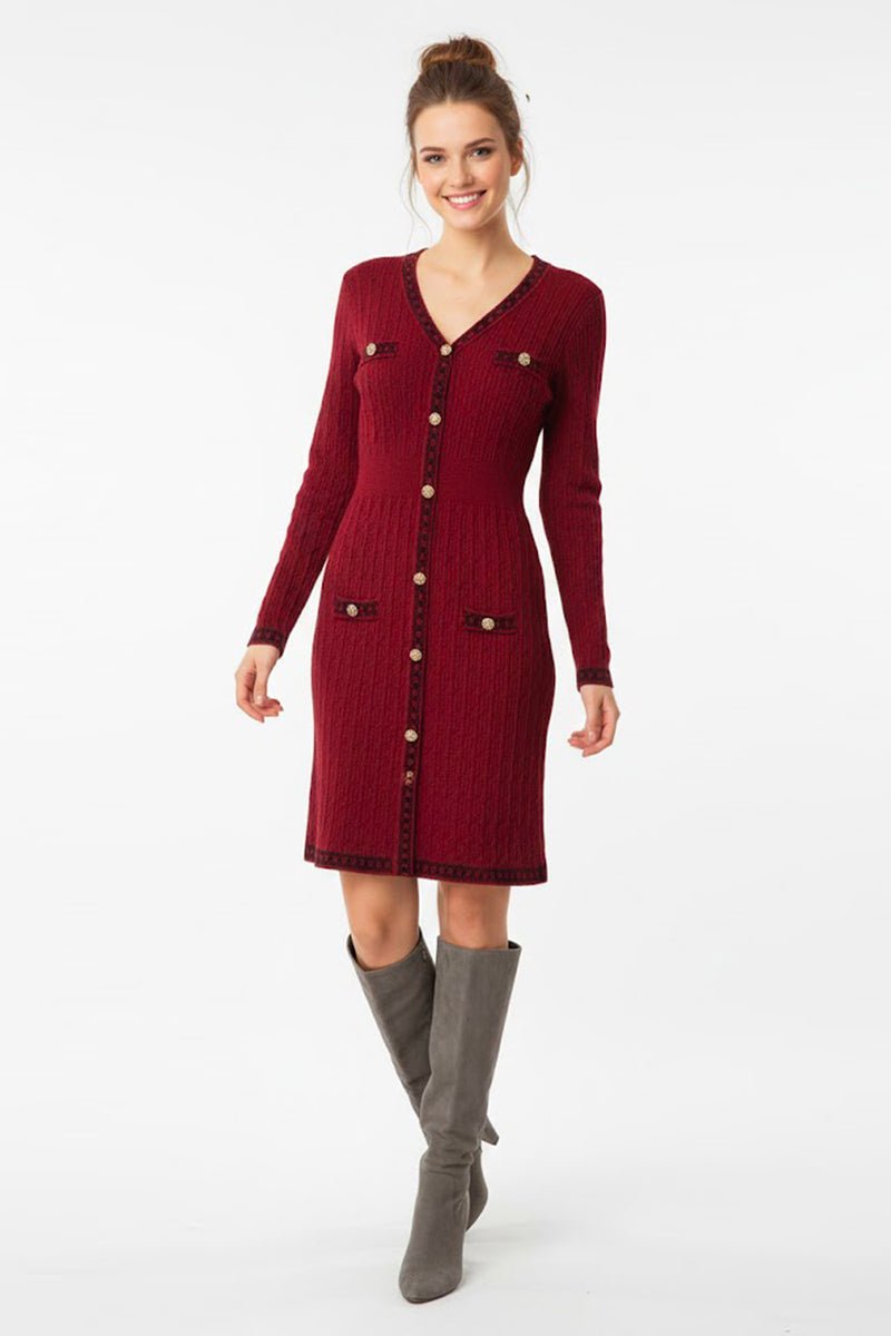 Abito corto in maglia A612010 70 BORDEAUX DERHY 