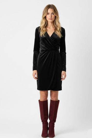 abito corto in velluto A615041 6 NOIR DERHY 
