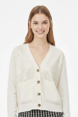 DERHY cardigan in maglia con pailettes Ecru