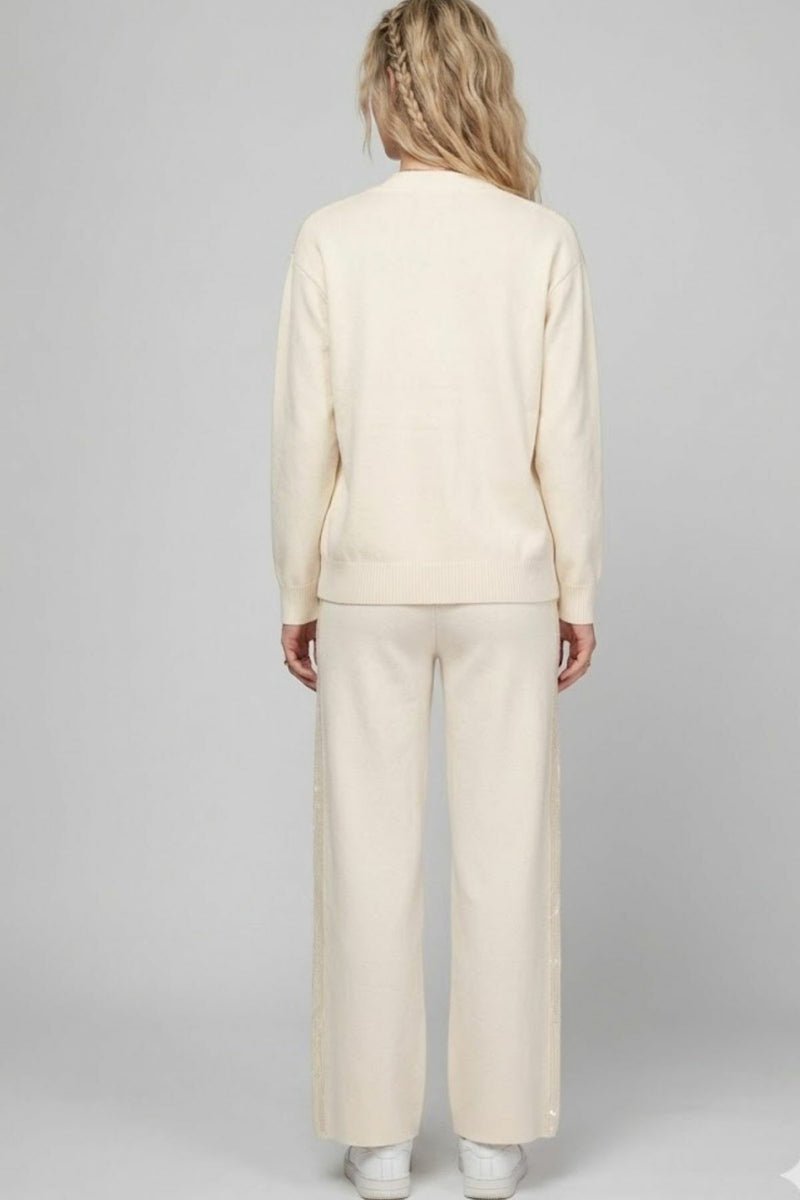 cardigan in maglia con pailettes A645020 20 ECRU DERHY 