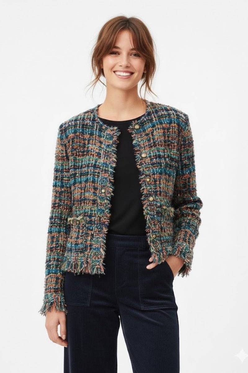 giacca in tweed A645023 5 VERT DERHY 
