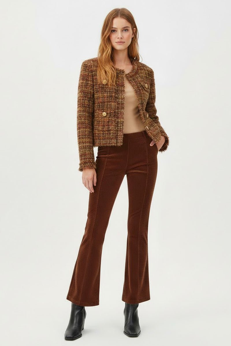 giacca marrone in tweed A685023 10 MARRON DERHY 