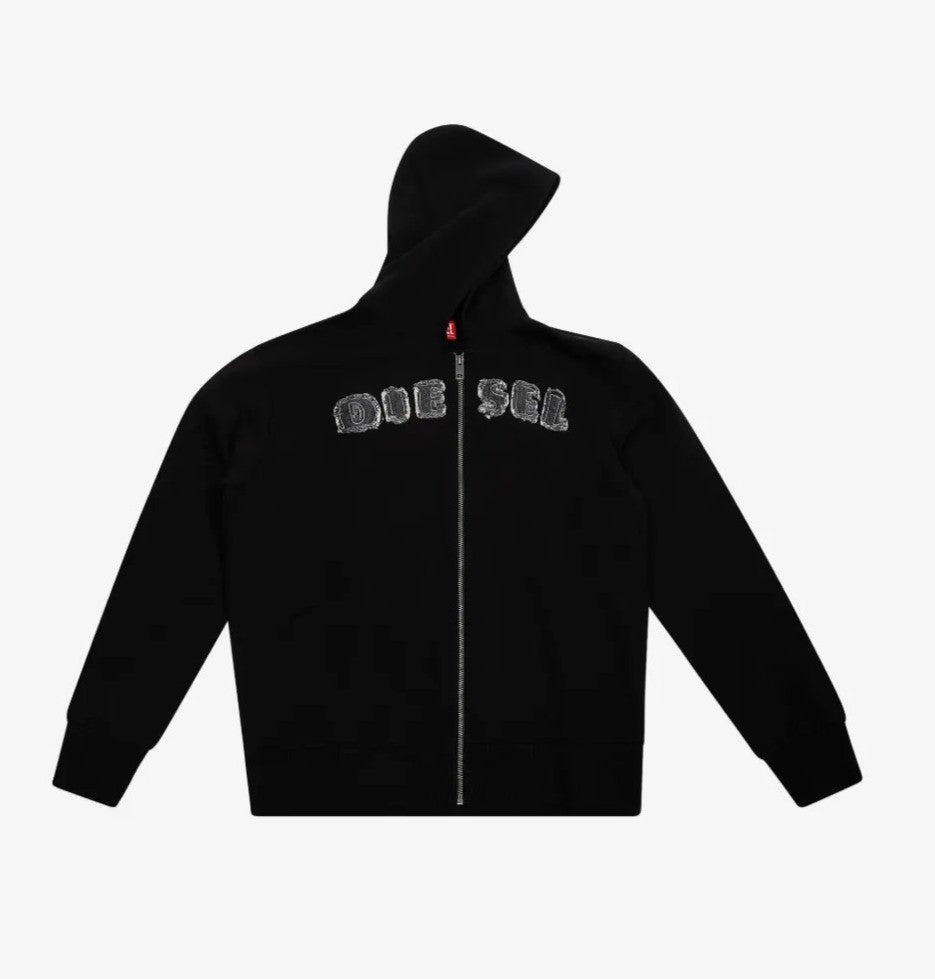 felpa full zip con logo applicato J02986 0GEAD K900 DIESEL 