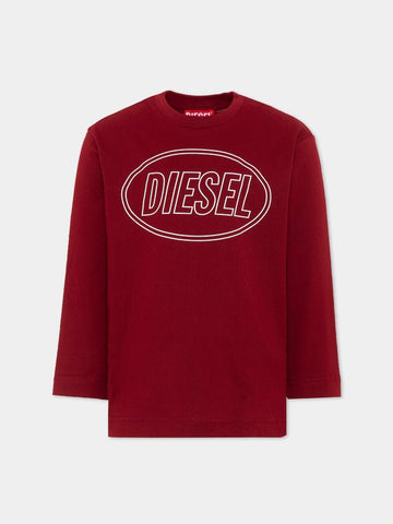 t-shirt con logo oval in contrasto J03037 0GRAI K440 DIESEL 