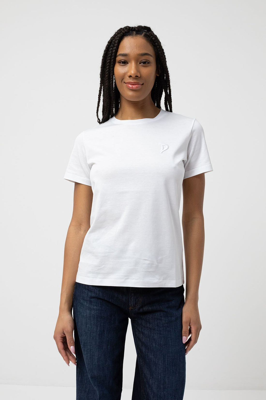t-shirt con ricamo logo petto DS090JF0271DNC0 000 DONDUP 