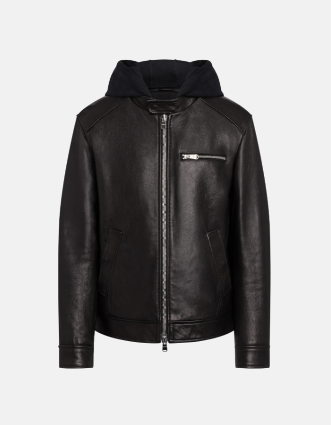 giacca biker in pelle UJ977PL0707UXXX 999 DONDUP 